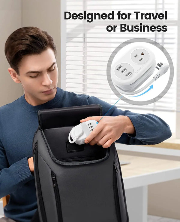ORICO Electrical Power Strip 2 AC Outlets 2 USB Port 1 Type C Multitap Socket Extension Cord Fast Charging Network Filter Travel