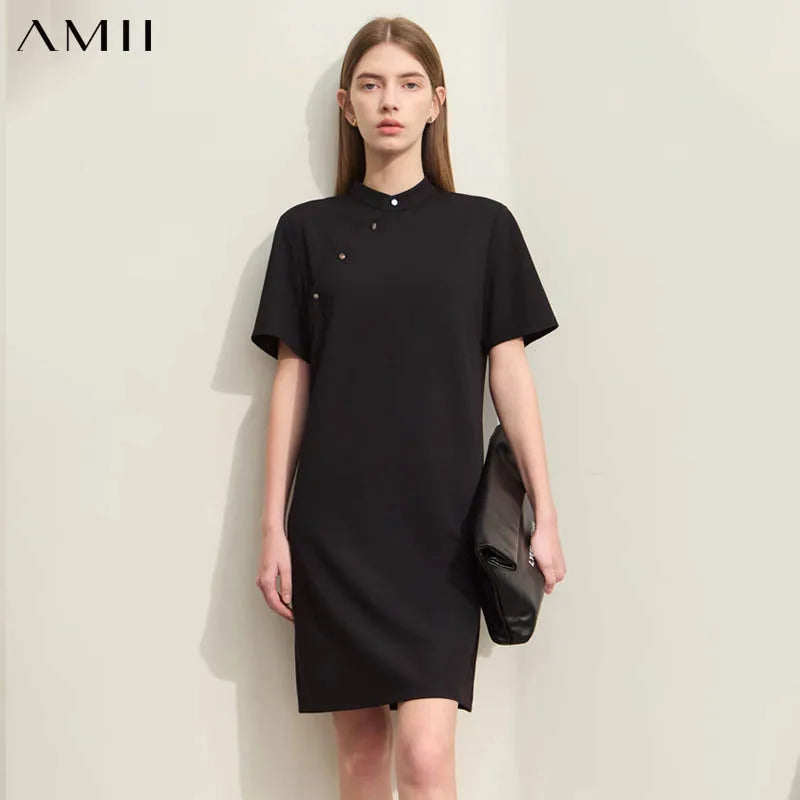 រ៉ូបរដូវក្តៅ Amii Minimalism សម្រាប់ស្ត្រីឆ្នាំ ២០២៦ ឆើតឆាយ រចនាបថចិនថ្មី ឆុងសាំ ប៉ាក់ដោយក្រណាត់រលុង រ៉ូបបែប Retro សម្លៀកបំពាក់ស្ត្រី ១២៤២២០១៨