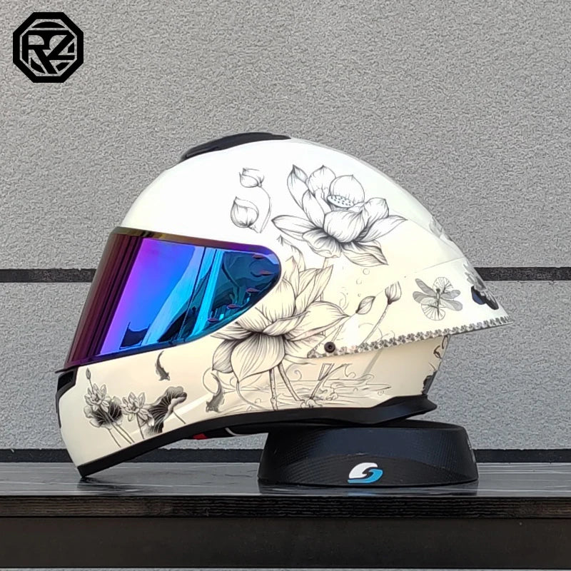 ORZ Motorcycle helmet, men's and women's dual lens full face helmet, motorcycle sports car, all season full face helmet