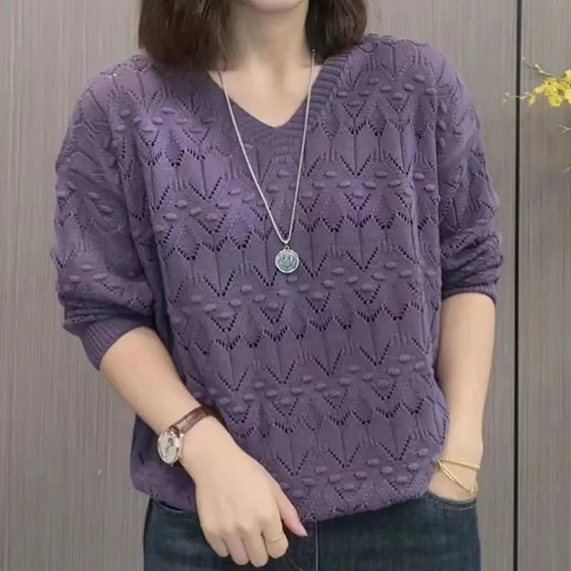 Retro Middle Aged Mother Sweater Autumn Winter New Women's Knit Clothes Lazy Pullover Shirt Loose Sweater Female Warm Pull Tops