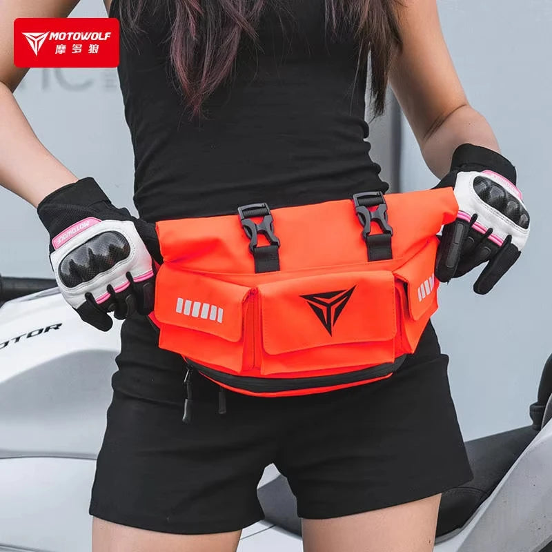 MOTOWOLF Motorcycle Riding Waist Pack Large Capacity Backpack Men Women Waterproof Multiple Pockets Rider Crossbody Bag
