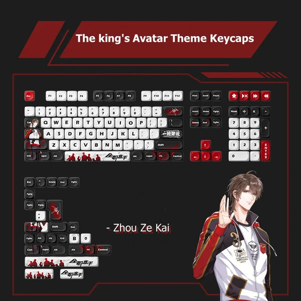 Akko The king's Avatar Theme Keycap Set MOA Profile PBT Dye-sublimation 137-Key Anime Characters Keycaps for Mechanical Keyboard