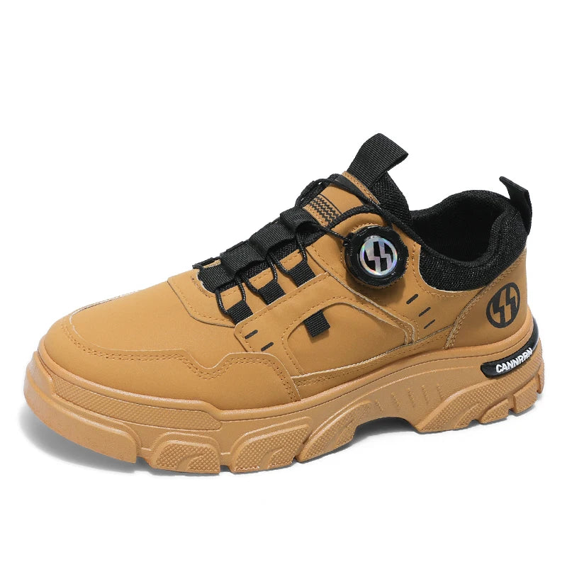 Men's boots autumn and winter rotating shoelaces fashion casual boots youth outdoor boots anti slip soft sole workwear boots