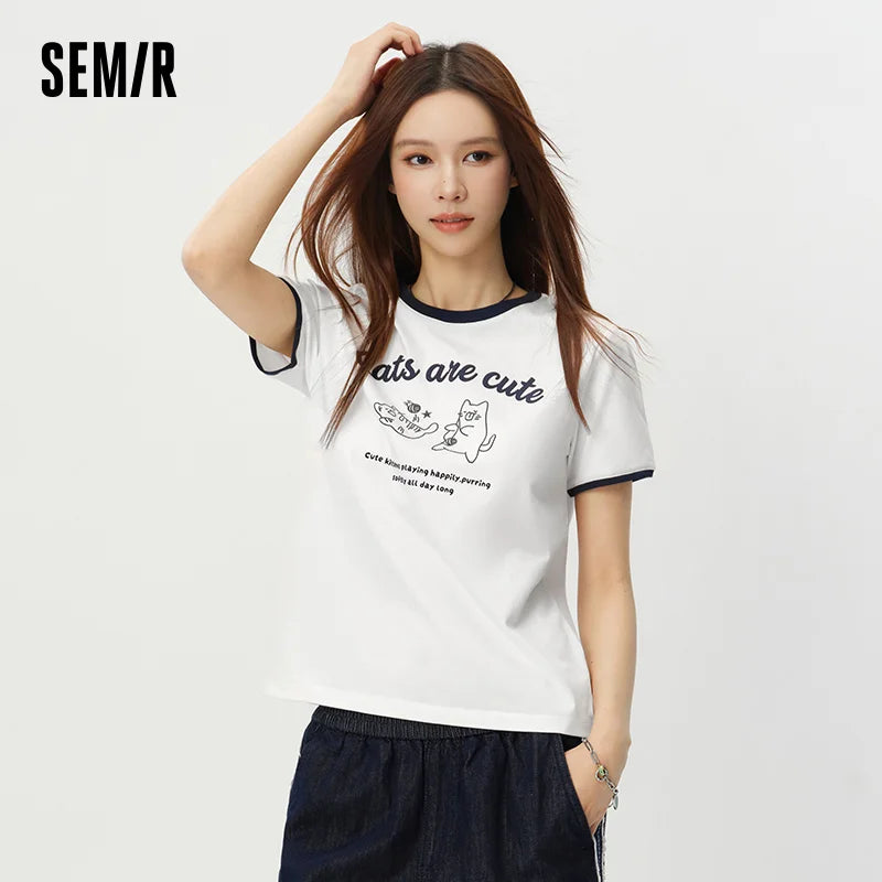 Semir Women Tshirt Pattern Moisture Wicking Quick Dry Antibacterial Cute Casual Pullover 2026 Summer Fashion Top