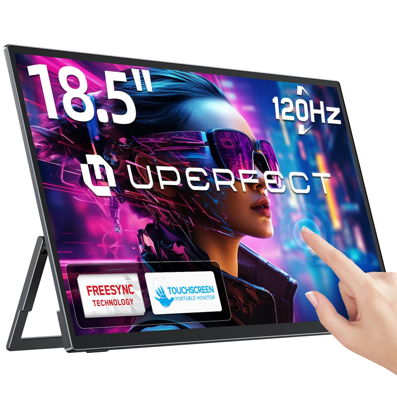 UPERFECT Portable Monitor Touchscreen 18.5 Inch 120hz w/VESA & 180° Adjustable Stand For Laptop PC Mac Switch PS5 iPhone HUAWEI