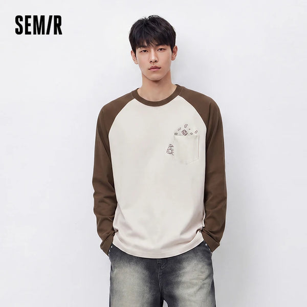 អាវយឺតបុរស Semir ដៃវែង Raglan រចនាប័ទ្មមហាវិទ្យាល័យបែប Retro ឆ្នាំ 2026 អាវយឺតគូស្នេហ៍រដូវស្លឹកឈើជ្រុះធម្មតាសម្រាប់រាល់ថ្ងៃ