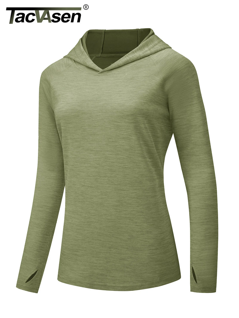Women's UPF 50+ Sun Protection Hoodie Lightweight Long Sleeve Thumb Hole Hooded Sweatshirt for Hiking, Running & Workout