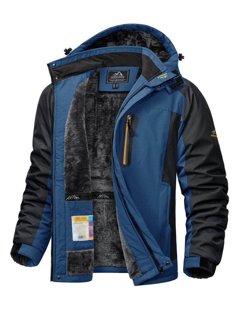 TACVASEN Winter Heavyweight Fleece Lined Parka Waterproof Men Ski Snowboard Jackets Windproof Removable Hoodie Coats Windbreaker