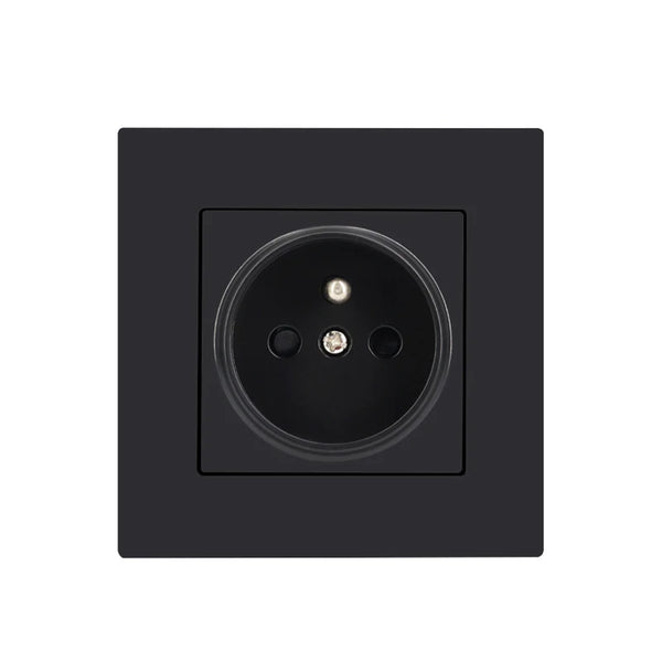 French Standard Wall Electrical Socket Panel,Household PC Plastic Electrical Outlets Plug,Black/White/Grey Power Socket 86 Type