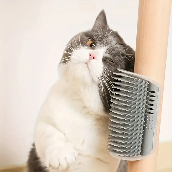 Corner Cat Scratcher, Wall-Mounted Grooming Brush - Itchy Scratching Board - Toy Deshedding Massage Comb,Scratching Tool