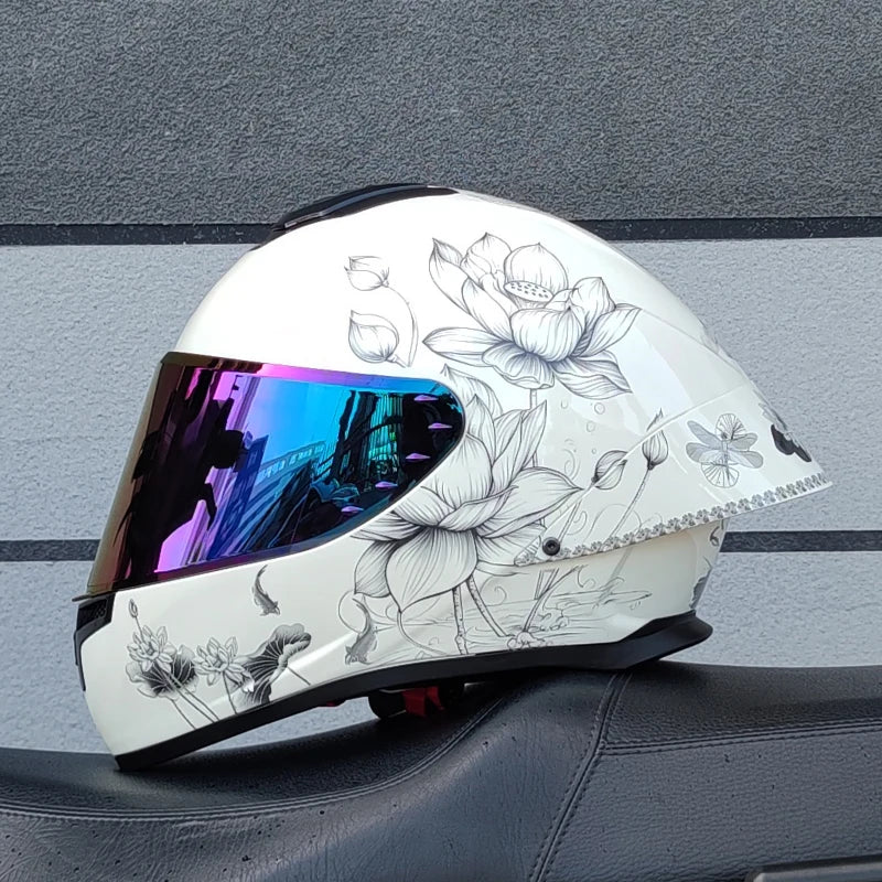 DOT Approved Full Face Motorcycle Helmet Solid ABS Shell Personality Big Spoiler Wind Resistant Motorbike Casco Capacete