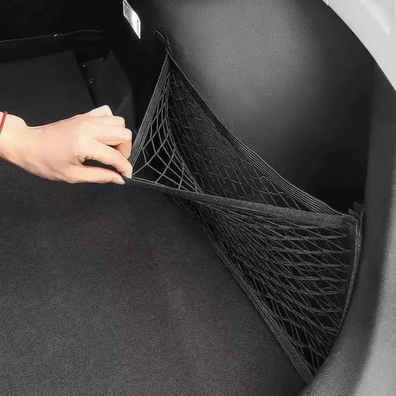 Velcro Car Trunk Storage Net Bag - Universal Fixing Artifact for Vehicle Trunk Supplies Organizer Bag