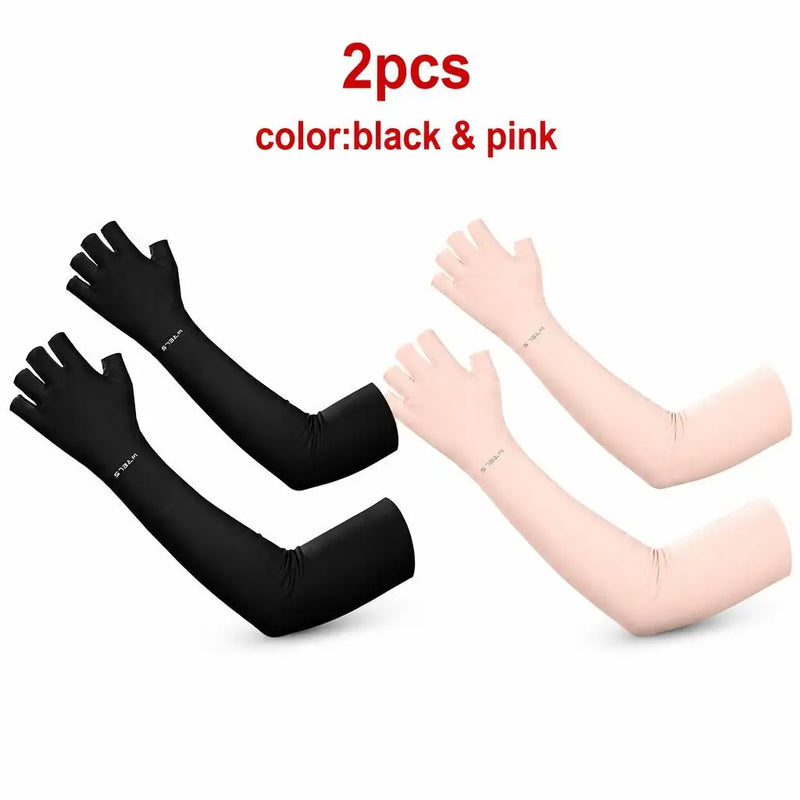 WRELS Anti-UV Cooling ‌Ice Silk Arm Sleeves for Sports Outdoor Sunscreen Arm Protection Gloves Breathable Stretchy Sleeve Cover
