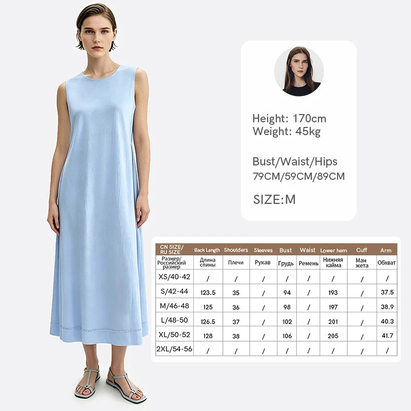 Amii Women's Casual Dresses 2026 Summer New O-Neck Lace Cutout Sleeveless Loose Fit Casual A-Line Long Dress For Women 12642178
