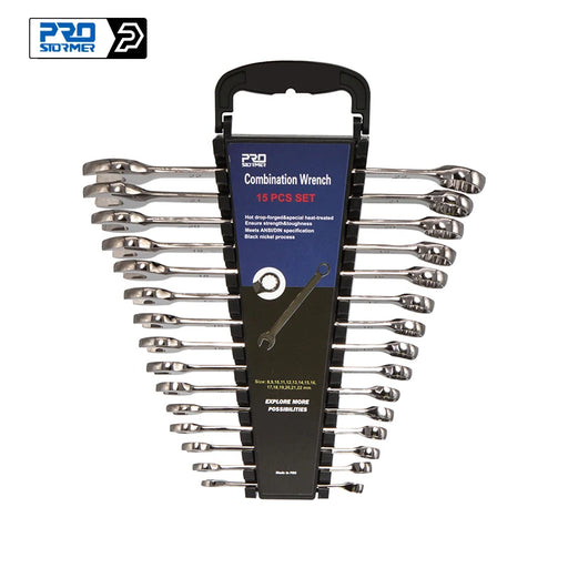 15pcs Ratchet Wrench Hand Tools Sets Multi Combination Car Repair Tool Black Nickel Process by PROSTORMER 15Pcs CHINA