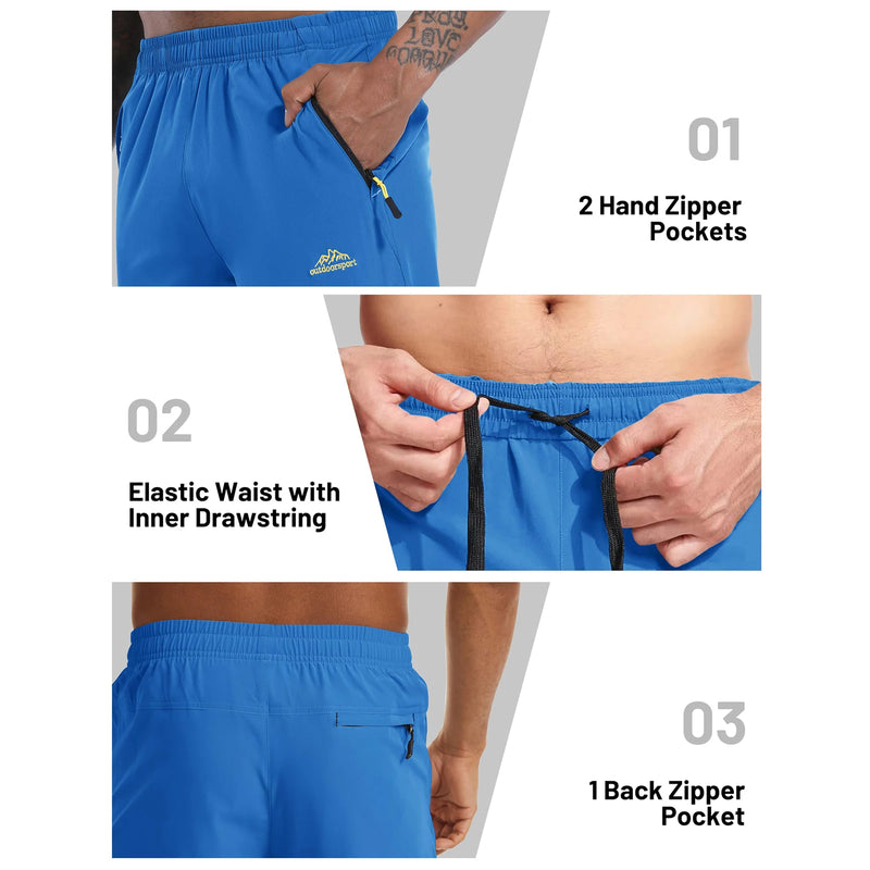 Men’s Capri Quick Dry Water Resistant Stretch Elastic Waist Shorts Lightweight Breathable Hiking Golf Pants with Zipper Pockets