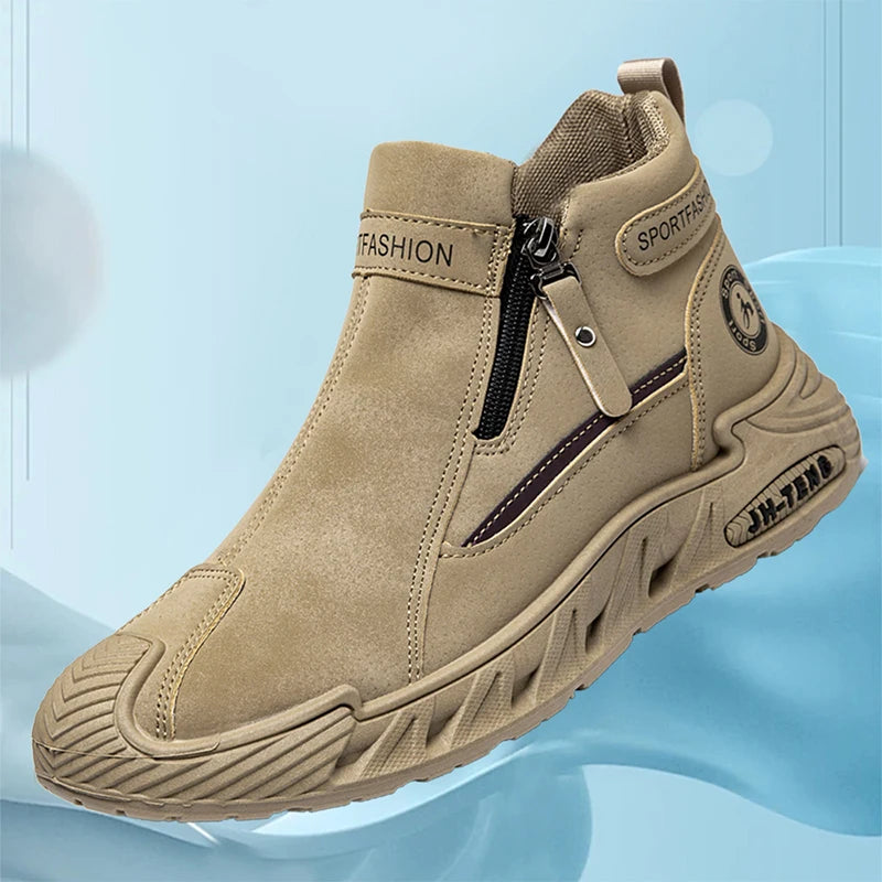 Mens Casual Sports Shoes Autumn New Flat Bottomed Fashion Short Boots 2025 Comfortable Anti Slip High Top Outdoor Running Shoes