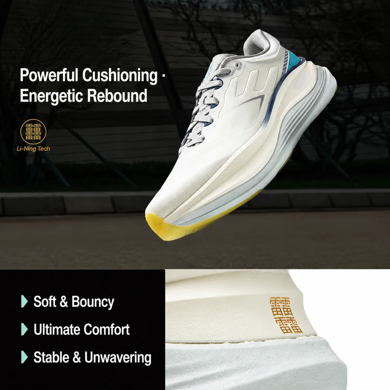 ស្បែកជើងរត់បុរស LiNing YUEYING 5 PRO Optimized Cushion ជាមួយប្រអប់ម្រាមជើងធំទូលាយ SUPER BOOM LiNing Sneakers ARHV013 ARHW001