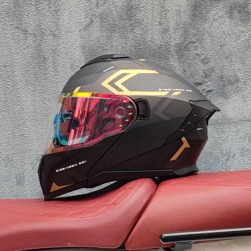2025 high-quality motorcycle helmet dual lens modular flip helmet Casco para Motos road off-road travel full helmet capacity
