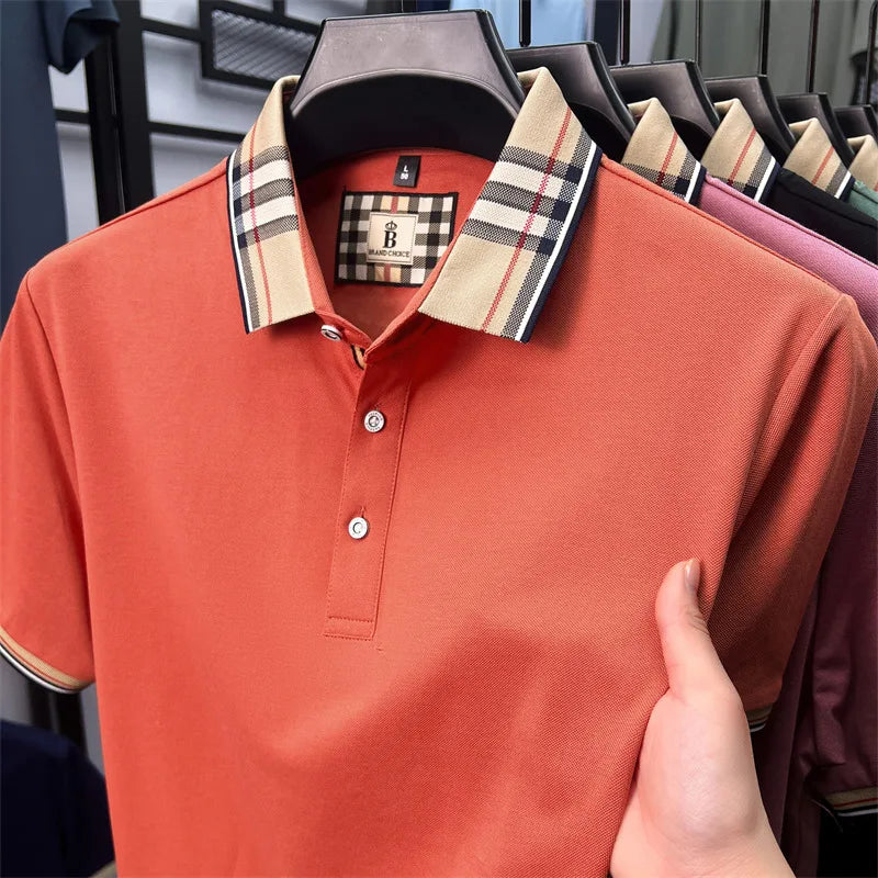 Luxury Brand Man Short-Sleeved Polo Shirt Lapel Button Spring Hot Polo Shirt Business Casual Clean Wrinkle-Resistant Men's Wear