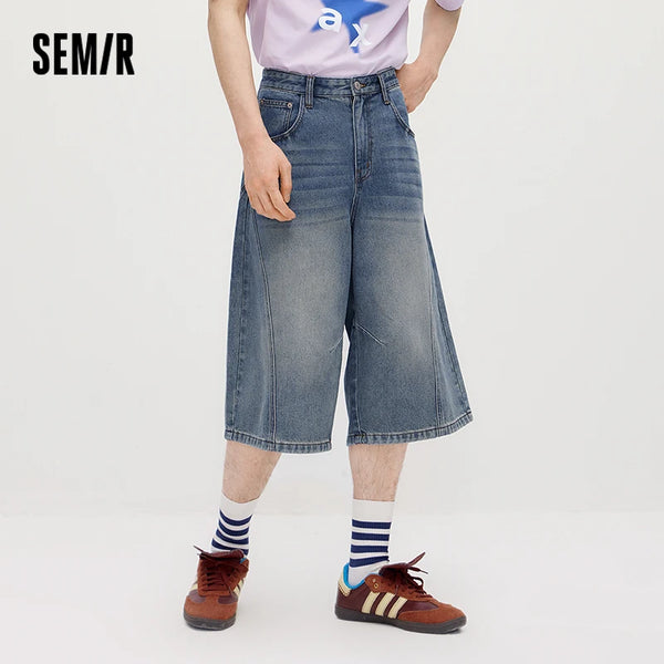 ខោខ្លី Semir Denim សម្រាប់បុរស រដូវក្ដៅឆ្នាំ 2026 ជើងធំ បោកគក់ រចនាបថទីក្រុង បែប Street បែបបុរាណ ប្រវែងជង្គង់