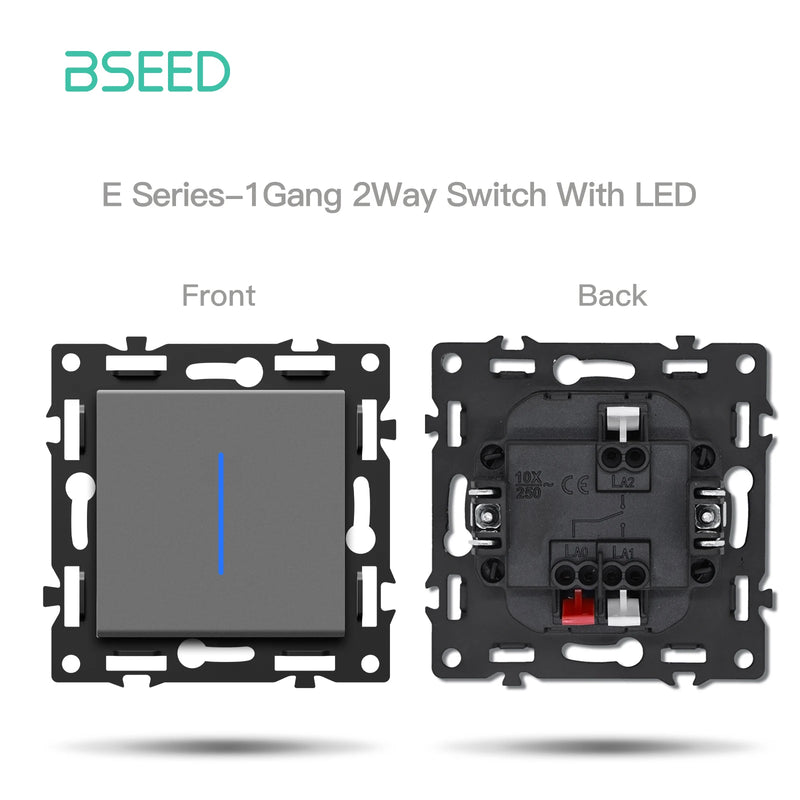 BSEED 1/2Gang Wall Light Switch With LED 65W EU Socket Module Part ST TV Internet Socket Part Glass Frame Free Comnbination