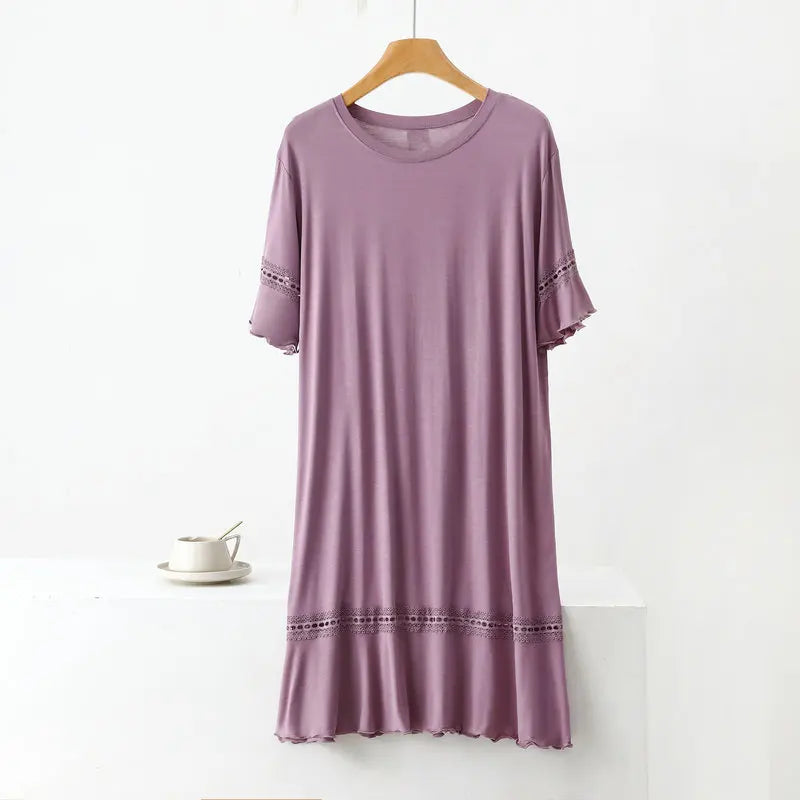 Large Size Modal Night Wear For Women Nightie Oversized Short Sleeve Nightgowns Female Lounge Nightdress New Vestido Mujer