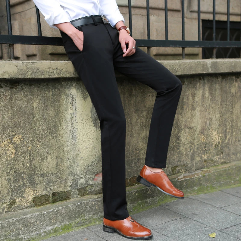 2026 Men's Black Office Trousers, Asian Size Business Casual Suit Pants, Black-Blue Pantalones Hombre, Spring Autumn Slacks 10XL