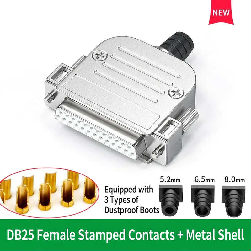 DIVEDEER Industrial Gold-Plated DB15 DB25 Connectors Male Female Parallel Ports with Metal Shells 25-Pin Plugs Industrial Use