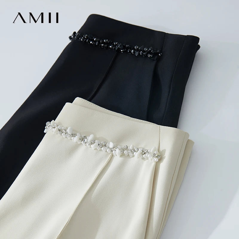 ខោវែង Amii Minimalist សម្រាប់នារី ចង្កេះខ្ពស់ ជើងធំទូលាយ ខោវែង ប្រឆាំងនឹងកាំរស្មីអ៊ុលត្រាវីយូឡេ តុបតែងលម្អដោយអង្កាំពេជ្រ 12542055