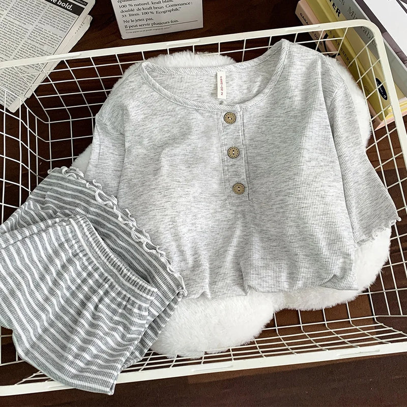 Summer Pajamas for Lady Pyjamas Nightie with Bra Short Sleeve Women's Pajamas with Shorts Two-Piece Home Wear Women Nightwear