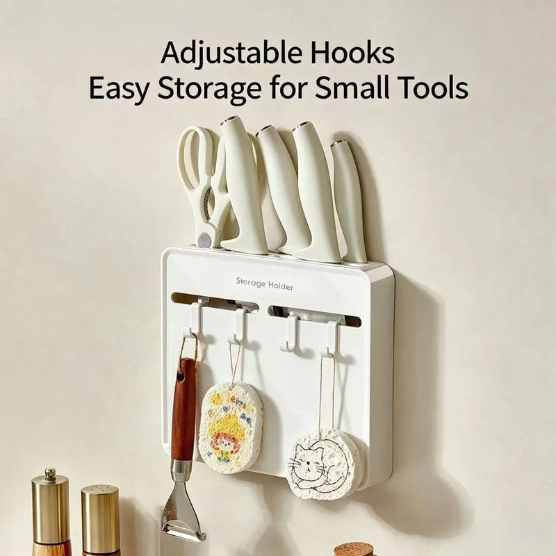 Cabinet Door Knife Holder Multifunctional Non Punching Kitchen Knife Storage and Storage Wall Mounted with Hook Knife Holder