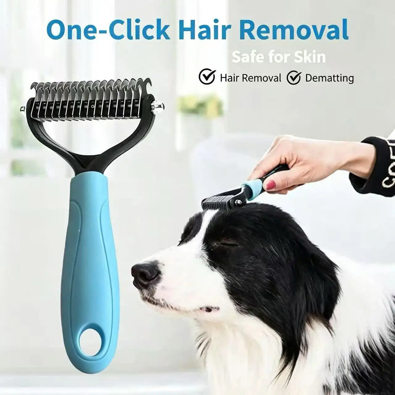 Double Sided Pet Dematting Comb Dog Cat Deshedding Grooming Rake Detangler Brush