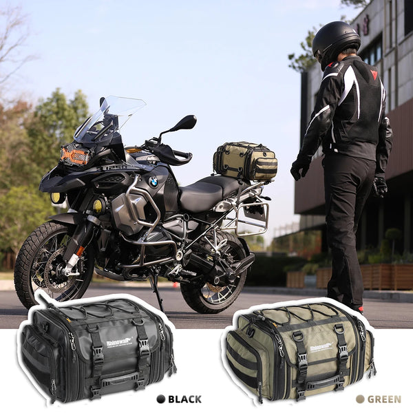 កាបូបម៉ូតូ Rhinowalk ទំហំ 19L-26L/40L-60L កាបូបដាក់ឥវ៉ាន់ខាងក្រោយធ្វើពី PVC ធន់នឹងទឹក សមត្ថភាពធំ អាចពង្រីកបានសម្រាប់ដាក់ឥវ៉ាន់នៅកៅអីខាងក្រោយ