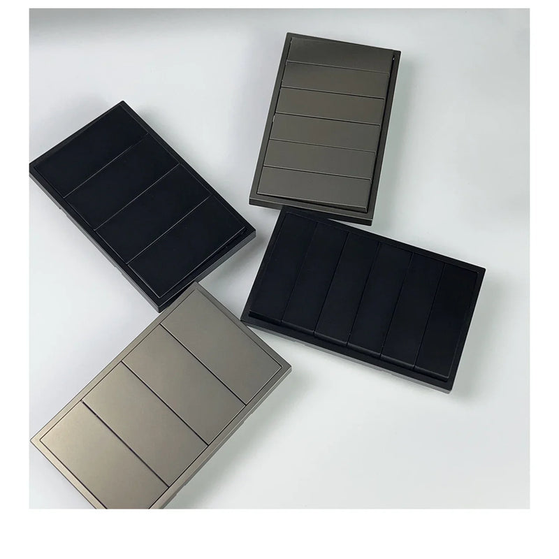 Uk/EU Luxury Black 6gang 1/2way 220V Wall Light Switch Panel, Grey 6*3 4gang2way Cross Kitchen Button Switch 146mm*86mm