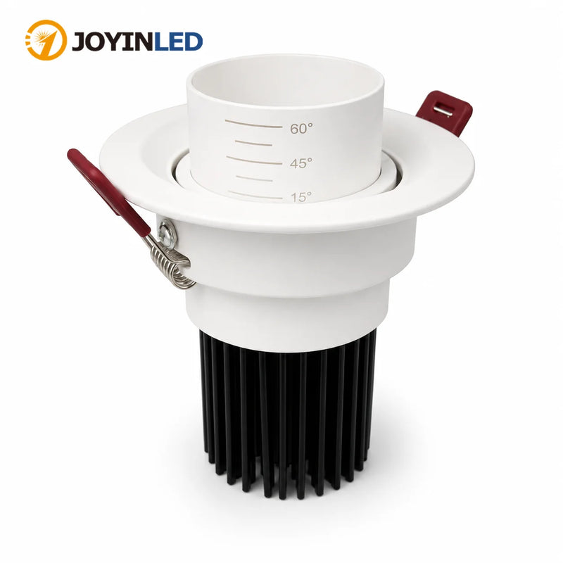 ភ្លើងពិដាន JOYINLED 7W អាចពង្រីកបាន អំពូល LED COB អាចបន្ថយពន្លឺបាន ចង្កៀងពណ៌សខ្មៅ 2800K-6500K មុំធ្នឹមអាចលៃតម្រូវបាន
