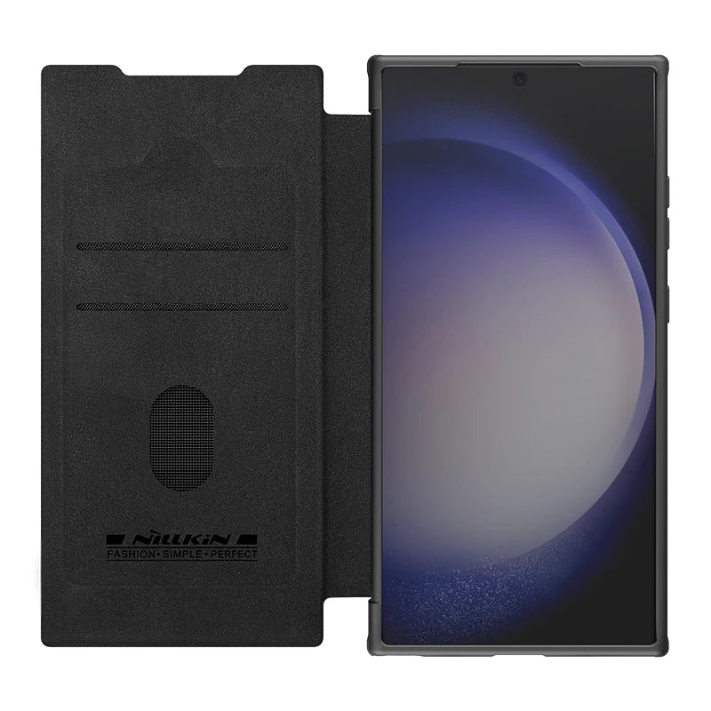 For Samsung Galaxy S24 Ultra Case NILLKIN Leather Qin Prop Leather Case Slide Camera Case For Samsung S24 Plus Flip Cover