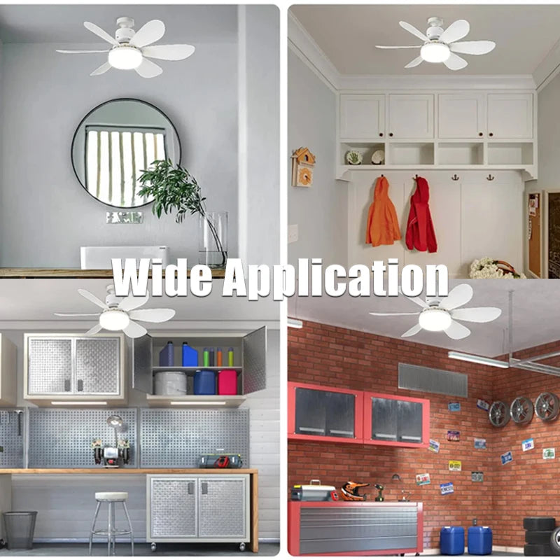 កង្ហារពិដាន LED 30W/40W សម្រាប់ពេលយប់ ប្រើបាត E27 អាចលៃតម្រូវពន្លឺបាន របៀបបញ្ជាពីចម្ងាយ កង្ហារពិដានថាមពលខ្យល់ខ្ពស់