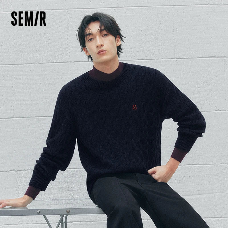 Semir Men Knit Sweater Vintage Style Cable Knit 2026 New Winter Daily Wear Urban Casual Style Cold Weather Layering