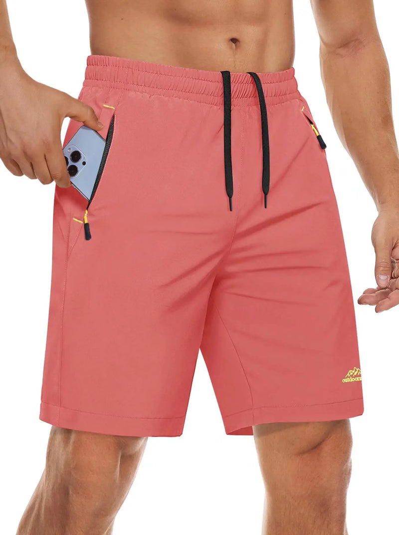 TACVASEN Quick Dry Athletic Shorts with Zipper Pockets Men's Summer Running Shorts Gym Training Workout Fitness Hiking Shorts