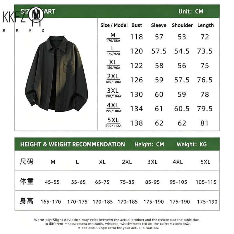Mens Simple Button Front Long Sleeve Shirt Turn Collar Single Pocket Loose Oversized Fit Daily Outer Garment