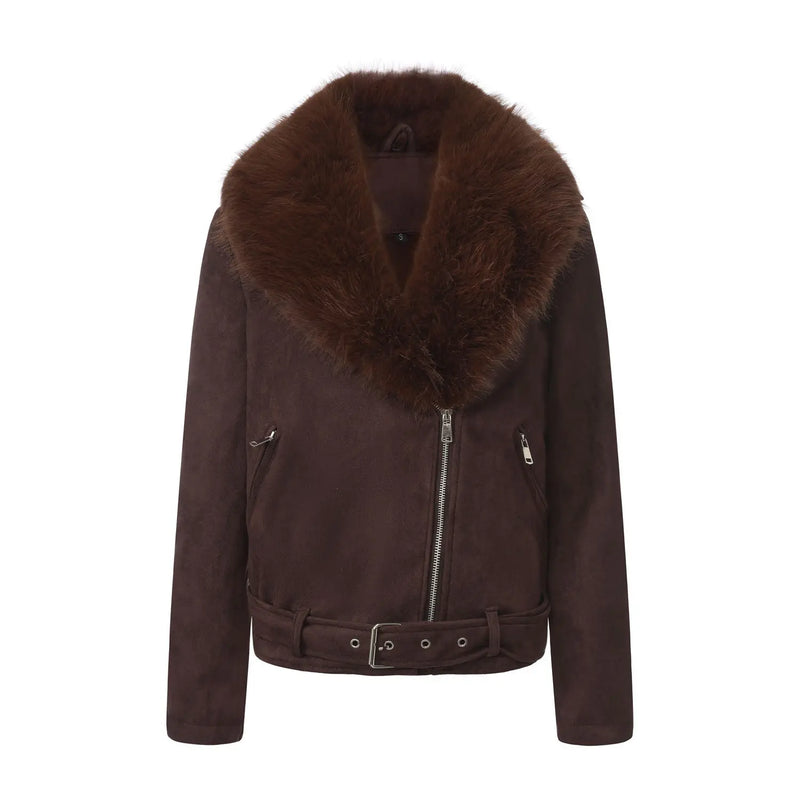 New Fall/winter Women's Loose-fitting, Warm Jackets; Short Coats with Detachable Fur Collars;Available in Black,Gray,Brown,Pink.