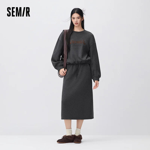 អាវយឺតរោមចៀម Semir សម្រាប់នារី មានស្រទាប់រោមចៀម រន្ធចំហៀង រចនាតិចតួចបំផុត ពាក់ជាស្រទាប់ៗសម្រាប់រដូវរងាថ្មី ឆ្នាំ២០២៦ សម្រាប់ពាក់ប្រចាំថ្ងៃ