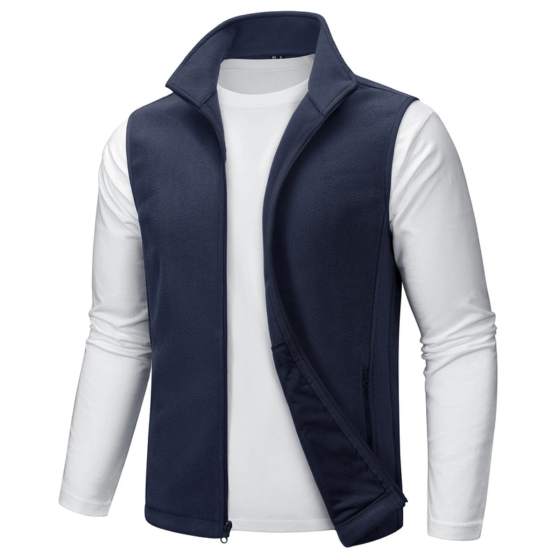 TACVASEN Men's Fleece Vest Zip Up Lightweight Sleeveless Jacket Warm Polar Fleece Outerwear with Pockets Casual Golf Hiking Vest