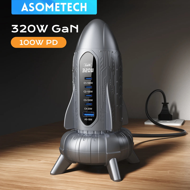 ឆ្នាំងសាក GaN USB C 320W 100W PD3.0 PPS QC3.0 USB Type C សម្រាប់ iPhone 16 15 Samsung Macbook Laptops Tablets