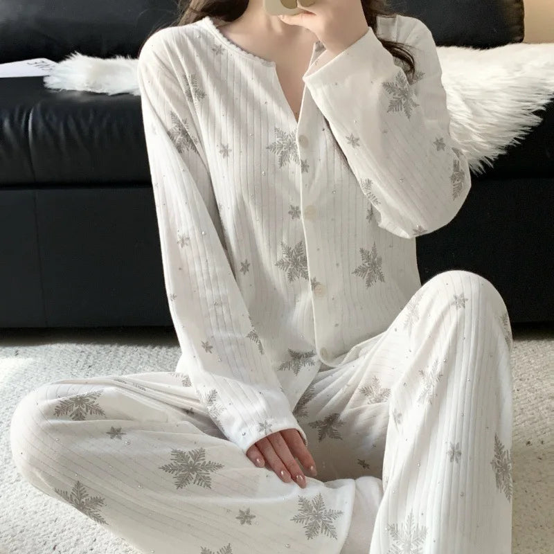 Long Sleeve Top Nightwear for Woman Pajamas Set 2026 Spring Autumn New Casual Loungewear 2 Piece Home Clothes Sleepwear Pijama