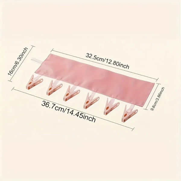 2pcs Portable Travel Fabric Clothes Hanger with 6 Clips- Foldable, Space-Saving Drying Rack for Socks,Small Garments.