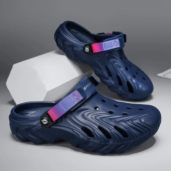 Wide Fit Men's EVA Clogs Non Slip Quick Dry Garden Shoes Adjustable Sport Strap Breathable Slip on Beach Sandals Shower Outdoor