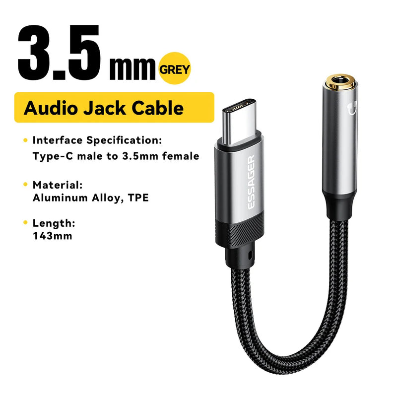 Essager USB To 3.5mm Audio Cable External Sound Card USB Female to 3.5mm Jack Adapter for Headphone PC Laptop Swittch Speakers