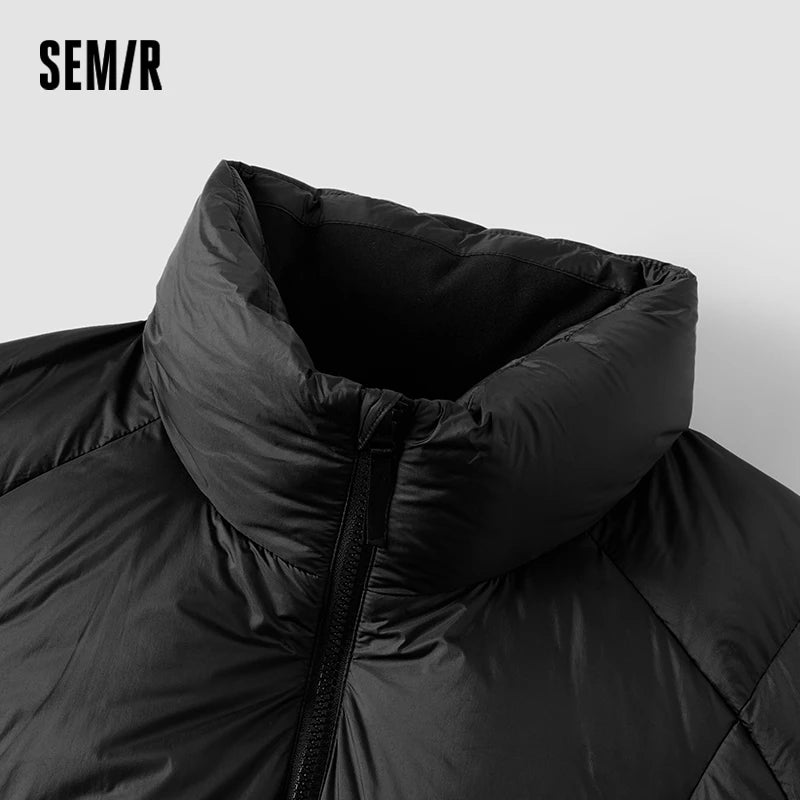 អាវក្រៅបុរស Semir ៩០ភាគរយ ធ្វើពីរោមចៀម កអាវឈរ រចនាបថទំនើប សមល្មម រលុង ឆ្នាំ២០២៦ រដូវរងាថ្មី ស្លៀកប្រចាំថ្ងៃ រចនាបថធម្មតាក្នុងទីក្រុង